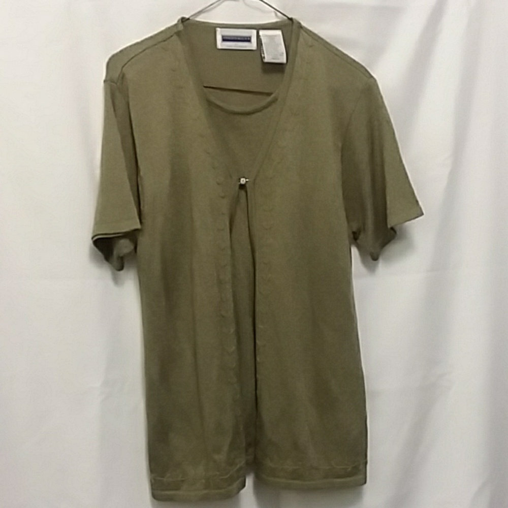 Short sleeve faux cardigan